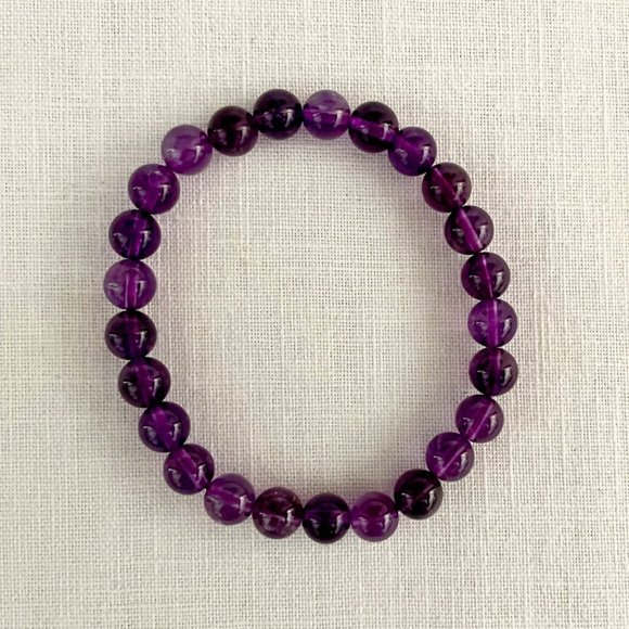 Amethyst Healing Natural Gemstone Bead Bracelet for Women or Men One Size 8mm - Picture 4 of 5